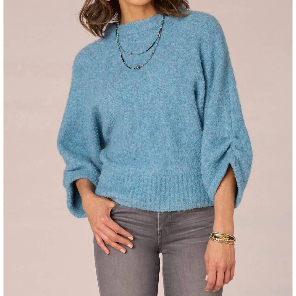 Democracy Soft Sky Blue Textured Crew Sweater